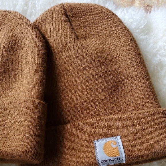 Carhartt (Two) Tan Knit Beanies Youth Size - Picture 4 of 7